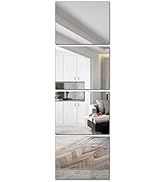 PETAFLOP Full Length Mirror Tiles, 4Pcs 14x11 Inch Glass Full Body Wall Mirror for Home Gym Bedro...