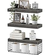QEEIG Bathroom Shelves Over Toilet Wall Mounted Floating Shelves Farmhouse Shelf Toilet Paper Hol...