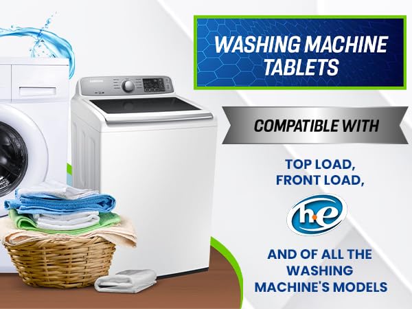 Washing machine cleaner tablets compatible with HE