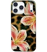 Reezaddin Vintage Leopard Print Lily Flower Phone Case for iPhone 17 Pro 6.3", Aesthetic Y2K Flor...