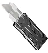 ainhue RU33 Retractable Utility Knife, 3 Inch Aluminum Handle with Pocket Clip, 5pcs SK5 Replacem...