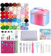 50 Colors Needle Felting Kit, 185 Pcs Needle Felting Tools and Supplies with Wool Roving, Needle ...