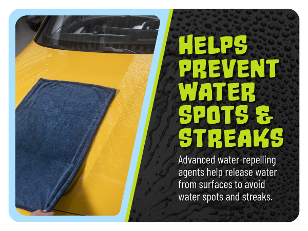 Quick drying spray prevents water spots; adds slick shine; safe on paint, glass, and chrome