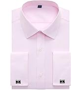 J.Ver Men's French Cuff Dress Shirts Regular Fit Long Sleeve Spead Collar Metal Cufflink