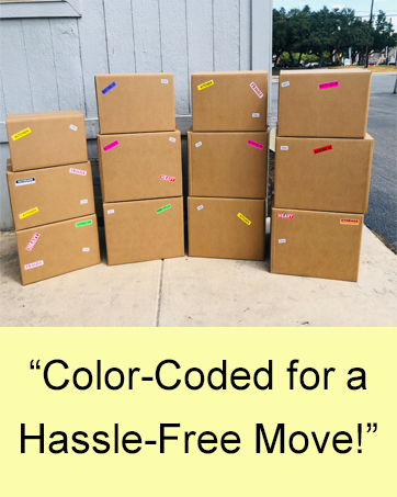 color-coded moving labels stickers for boxes