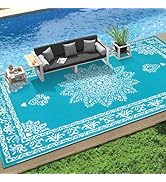 Yamaziot Outdoor Rug 9x18 Ft, Waterproof Plastic Straw Patio Rug, Reversible Backyard Carpet UV R...