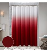 Wine Red Shower Curtains for Bathroom, Ombre Textured ?Fabric Shower Curtain Set, Hotel Spa Luxur...