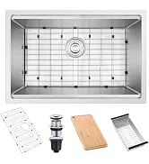27x18Inch Undermount Kitchen Sink, Herogo Stainless Steel Single Bowl Workstaion Basin,16 Gauge H...