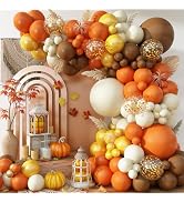Fall Balloon Arch Garland Kit, Thanksgiving Burnt Orange Balloon Arch | 143Pcs Autumn Balloon Arc...