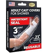 100% Waterproof Cast Covers for Shower Arm - Tight Seal - 3pk Adult Reusable Cast Protectors - Ha...