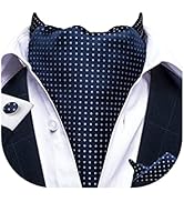 DiBanGu 3PCS Ascot Ties for Men Wedding Jacquard Woven Silk Ascot Cravat for Men Cravat Tie and P...