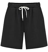 FABEILAI Women's Knee-Length Bermuda Casual Shorts with Elastic Waist Drawstring
