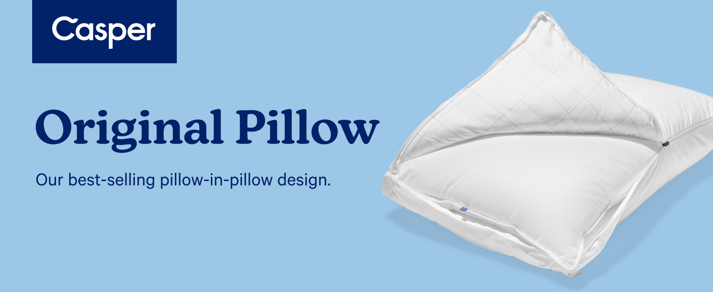 pillow unzipped on blue background