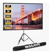 WASJOYE 80" Proiector Screen with Stand - 16:9 4K HD Portable Proiector Screen, 1.2 Gain Outdoor ...