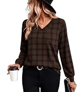WIHOLL Long Sleeve Shirts for Women V Neck Blouses Dressy Casual Fall Clothes 2026 S-2XL