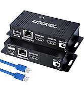 BAISHUN 164ft HDMI KVM USB Extender, HDMI to RJ45 Over Cat5e/6/7, Zero Latency 1080p@60Hz USB Key...