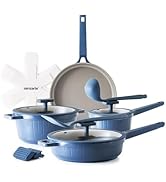 SENSARTE Ceramic Cookware Set Non-toxic 14 Pcs, Nonstick Pots and Pans Set, Dishwasher Safe Induc...
