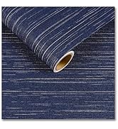 CRE8TIVE Dark Blue Grasscloth Peel and Stick Wallpaper Textured Blue Contact Paper for Cabinets a...