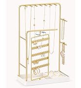Lolalet Jewelry Organizer Stand, No Assembly Needed Jewelry Display Storage with Rotating Earring...