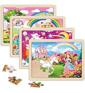 SYNARRY Large Unicorn Princess Fairy Wooden Puzzles for Girls Gift Box(12.2*9.4 in) - FSC Certifi...