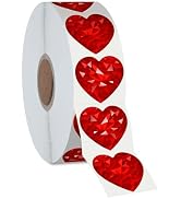500 PCS Holographic Red Heart Stickers, Sparkly Metallic Heart Sticker Self Adhesive Waterproof R...