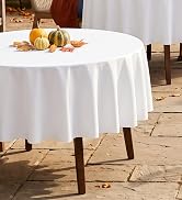misaya 4 Packs Disposable Plastic Table Cloth, 84" Round Waterproof Tablecloth, Leakproof & Sturd...