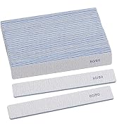 25 Count 80 Grit Rectangle Nail Files for Acrylic Nails, Reusable Buffering Files Double Sided Em...