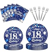 96PCS 18th Birthday Decorations for Boys Navy Blue Silver Theme18Year Old Birthday Decorations In...