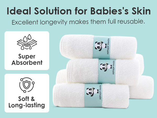 HIPHOP PANDA Ultra Soft Absorbent Baby Washcloths