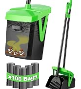 FUSBUNTY Dog Pooper Scooper, Swivel Bin & Rake Set with 100 Waste Bags | Bag Attachment & Lid for...