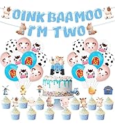 Farm 2nd Birthday Party Decorations Boys Girls Include Oink Baa Moo I’ M Two Banners Cake Cupcake...