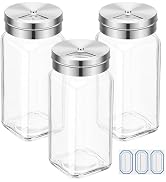 Segarty 4oz Spice Jar with Stainless Steel Shaker Lids, 3 PCS 120ml Empty Glass Square Spice Cont...