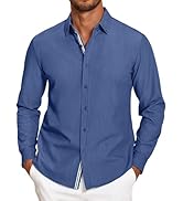 COOFANDY Mens Casual Button Down Shirt Untucked Long Sleeve Stretch Denim Dress Shirt