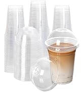 Lullaby 200Pack 16oz Clear Plastic Cups with Dome Lids, Disposable Smoothies Cups Suitable for Ic...
