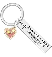 OEHEDOU Friendship Keychain, Stainless Steel Bible Verse Keychain for Women Friends, Religious Gi...