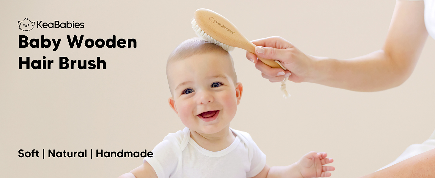 baby hair brush comb newborn set wooden goat bristles cradle cap boys girls toddlers hairbrush