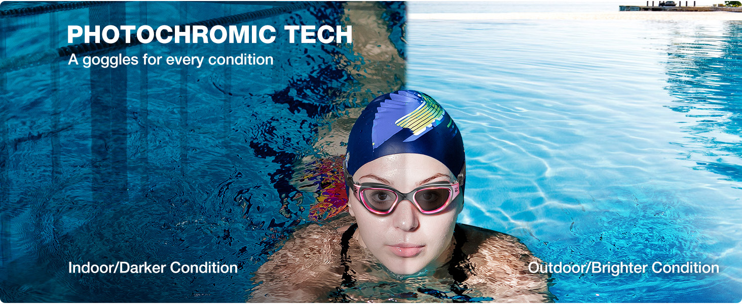 photochromic swim goggles