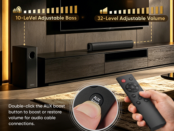 under monitor gaming setup desktop computer soundbar bedroom tv speakers apartment dorm studio hifi