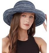 Zylioo XXL Victoria Sun Hats for Women,Oversize Kettle Brim Hat with Wind Lanyard,Big Heads Summe...