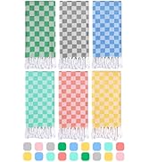 6 Packs Checkered Plaid Turkish Beach Towel Beach Blanket Sandproof Fast Drying Extra Large Palm ...