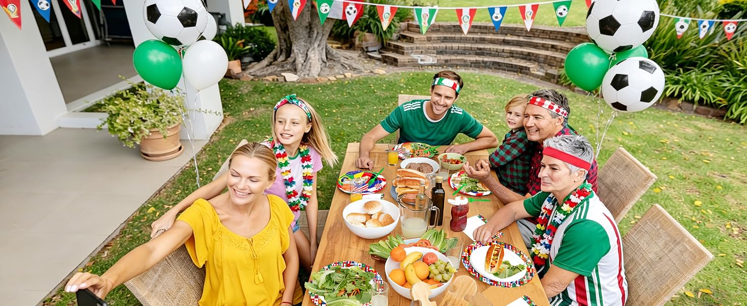 Bymugo 96 Pieces Soccer Party Tableware Set
