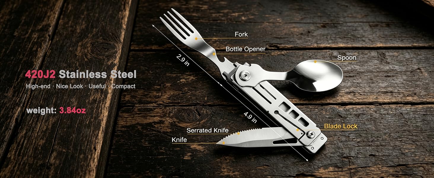 camping spoon fork knife combo