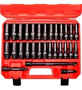 SONIGEKO 29-Piece 1/2" Drive Impact Socket Set,(3/8"-1", 10mm-24mm) | 6-Point Deep Standard SAE &...