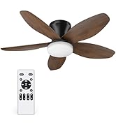 Orabriz 35 Inch Small Ceiling Fan with Lights and Remote, 6 Speeds Low Profile DC Reversible Flus...