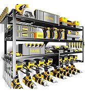 Kodreat Power Tool Organizer Wall Mount,4 Layers Heavy Duty Storage Rack with 8 Drill Holder, Eas...