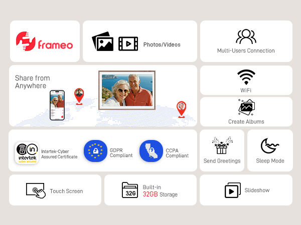 frameo digital frame wifi picture photo video share moment from phone