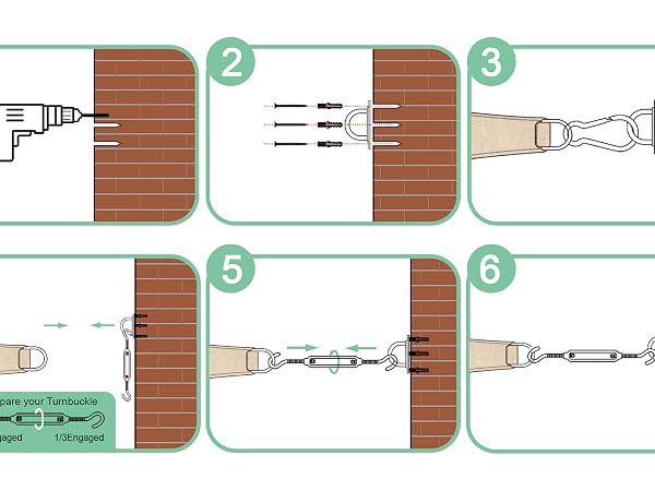Triangle Rectangle Shade Sail Hardware Kit Heavy Duty