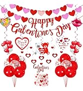 Galentines Day Balloons Party Decorations for the Home: Happy Galentine's Heart Hanging Swirls & ...