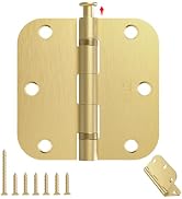 AmzGod 18 Pack Ball Bearing Gold Door Hinges | Rounded Door Hinges 3.5 Inch 5/8" No Squeak Remova...