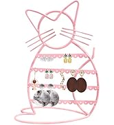Urban Deco Jewelry Organizer Stand Cat Shaped Earring Holder Organizer Metal 48 Stud Earring Hole...
